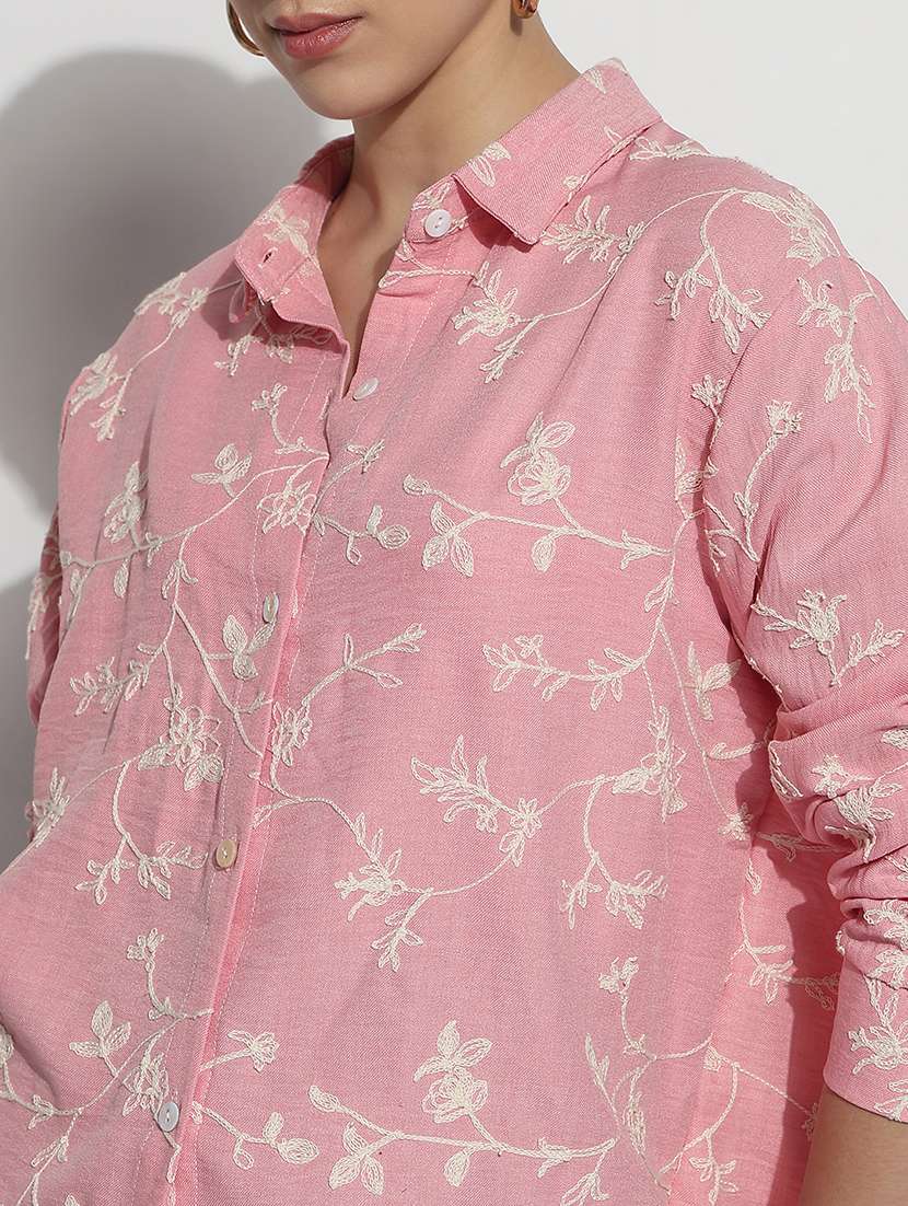 women embroidered long sleeve relaxed fit shirt - 21979946 -  Standard Image - 5