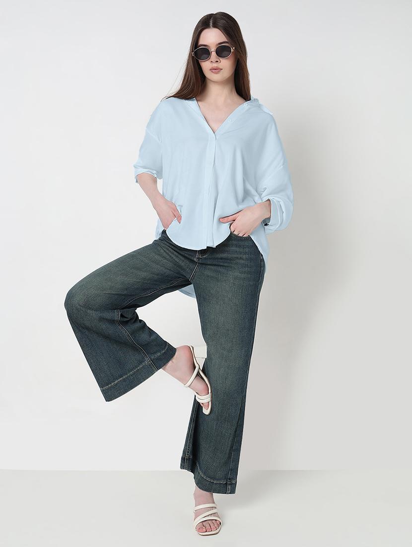 women solid long sleeve relaxed fit shirt - 21979949 - Standard Image - 5
