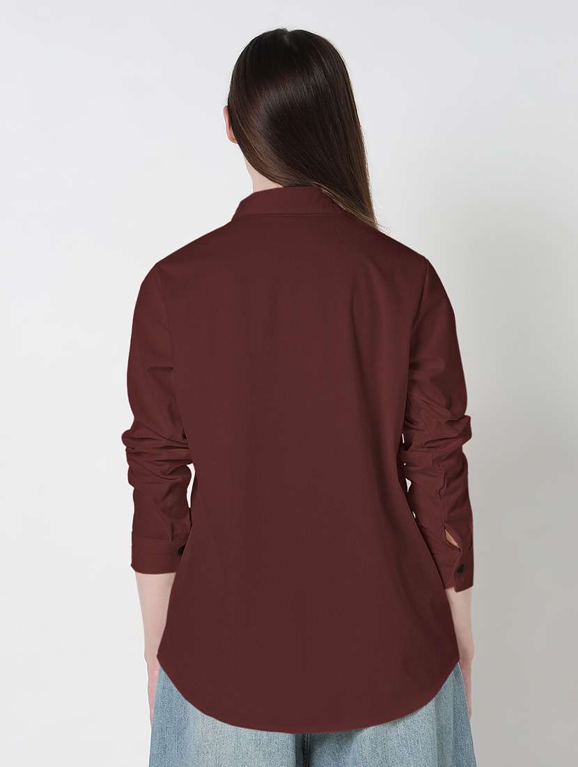 women solid long sleeve relaxed fit shirt - 21979950 - Standard Image - 5