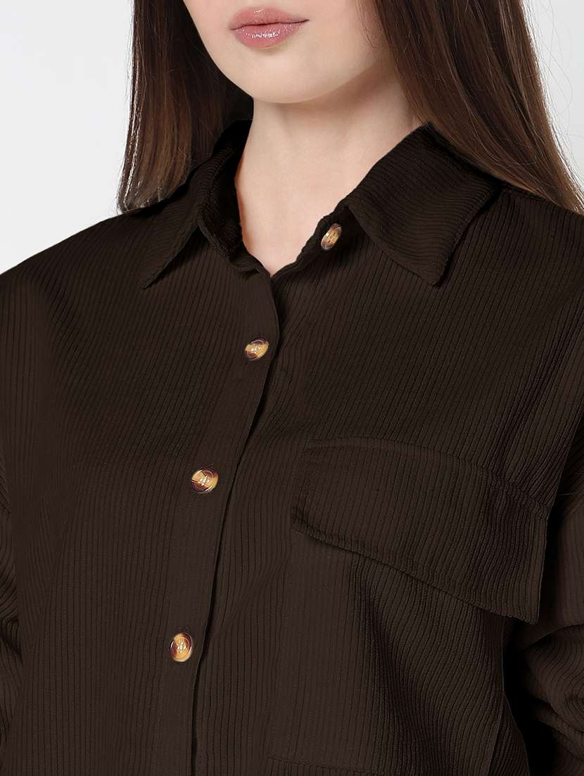 women solid long sleeve high-low relaxed fit shirt - 21979952 -  Standard Image - 5