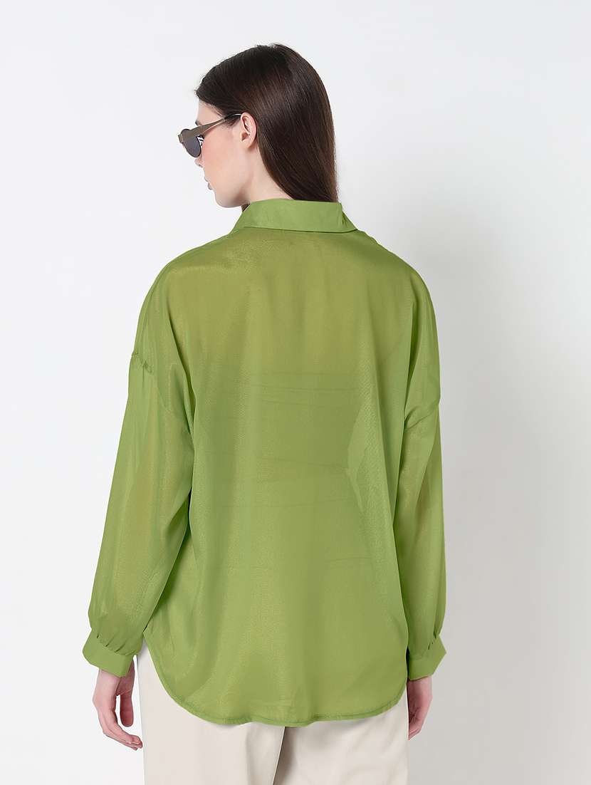 women solid long sleeve relaxed fit shirt - 21979953 - Standard Image - 3