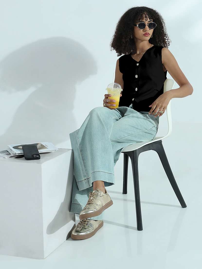 women black solid sleeveless vest top - 21979960 -  Standard Image - 5