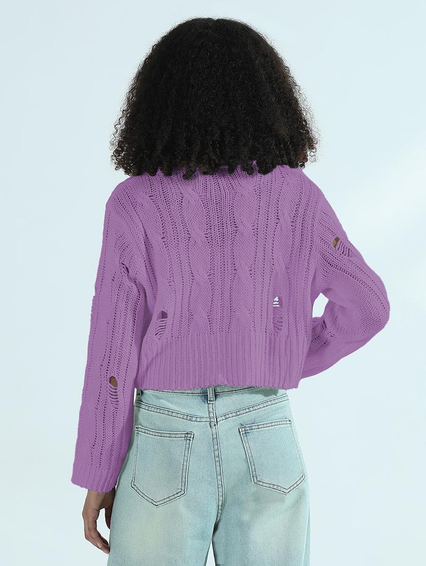 women self designed long sleeve crop pullover - 21979967 - Standard Image - 3