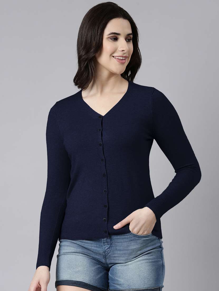women navy blue soldi long sleeve top