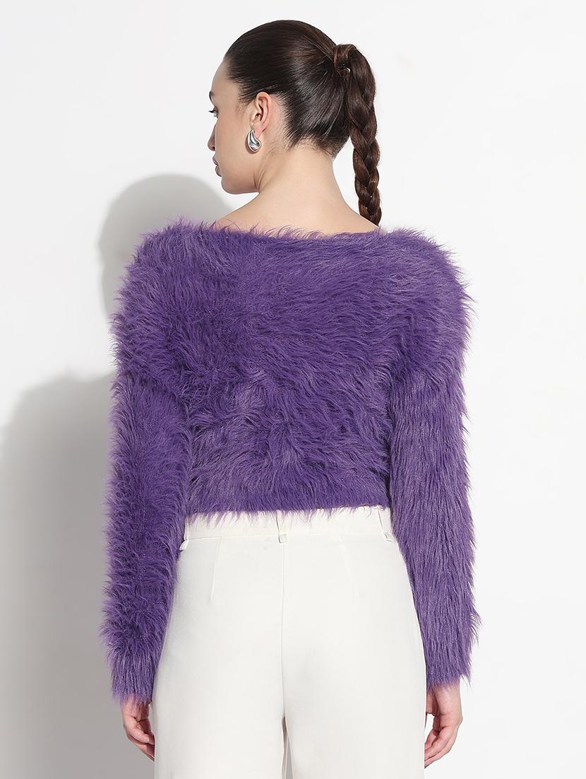 women solid long sleeve crop pullover - 21979984 - Standard Image - 3