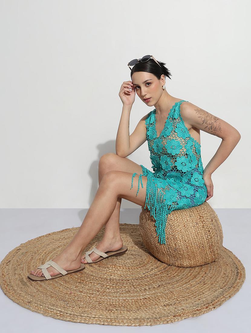 women self designecd sleeveless lace dress - 21979995 - Zoom Image - 0