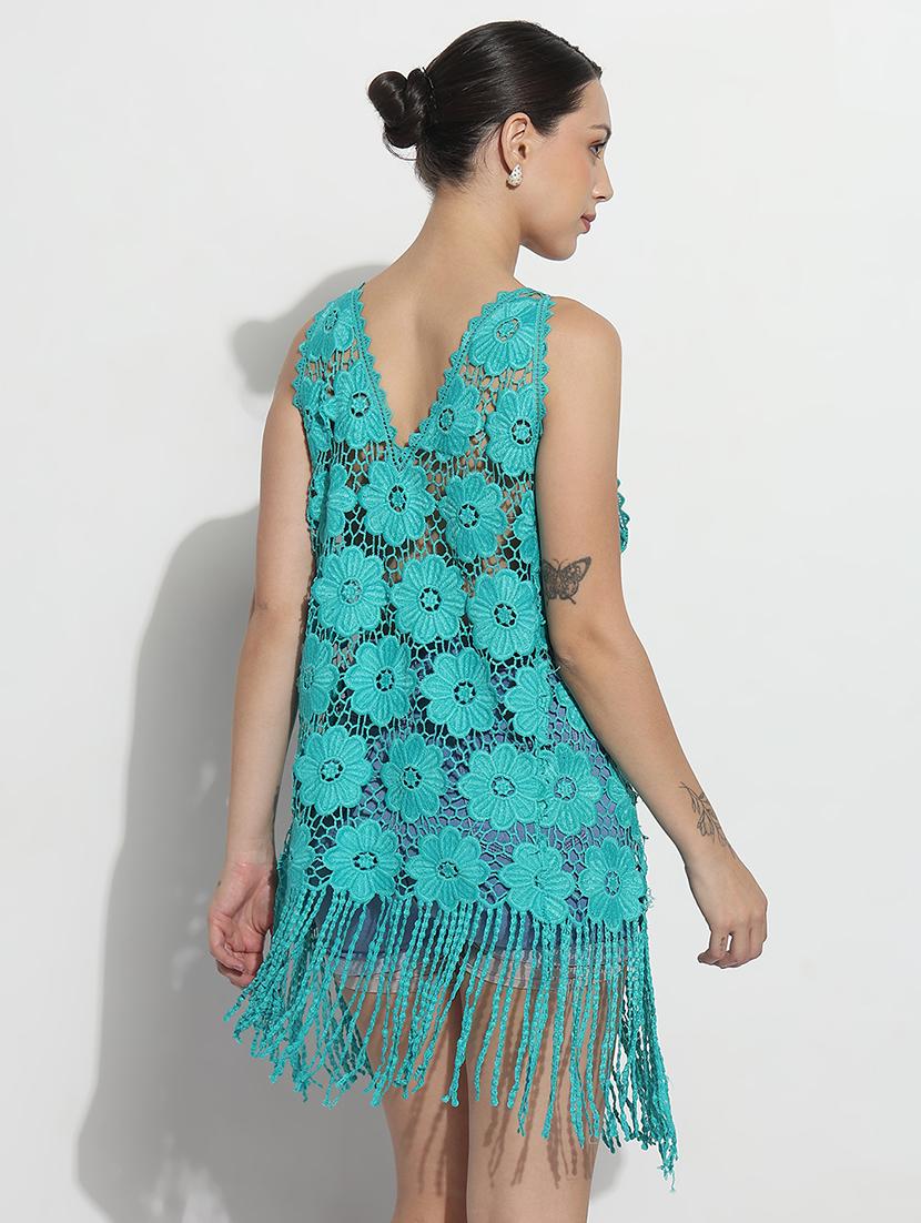 women self designecd sleeveless lace dress - 21979995 - Standard Image - 3