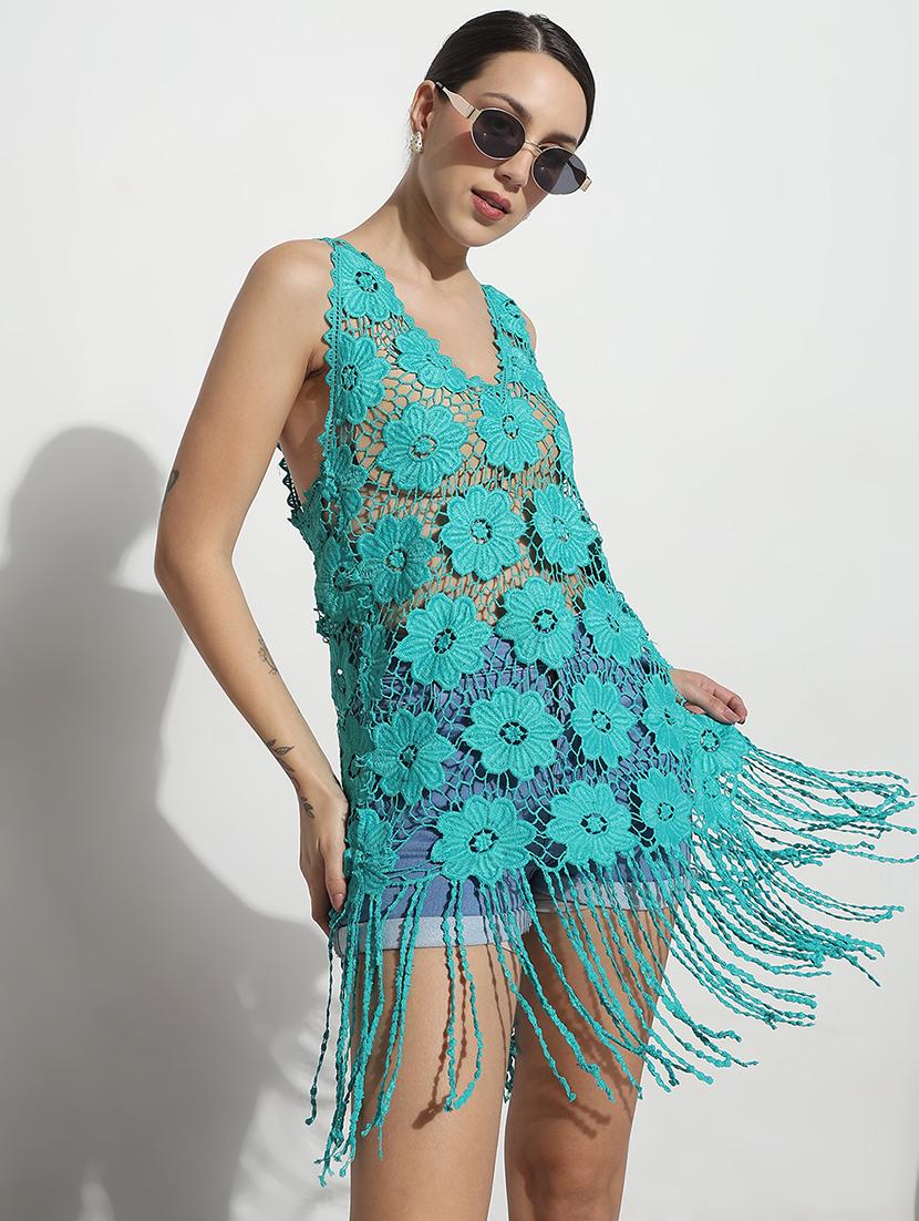 women self designecd sleeveless lace dress - 21979995 - Standard Image - 5