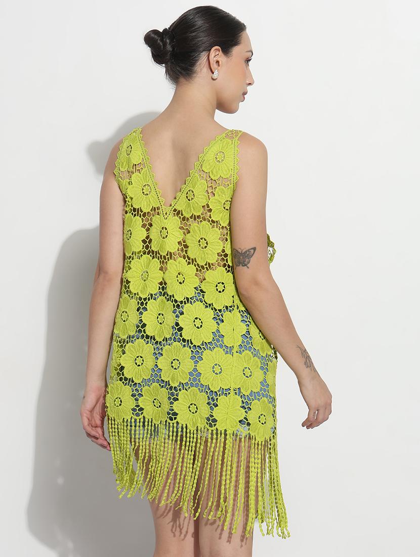 women self designecd sleeveless lace dress - 21979996 - Standard Image - 3