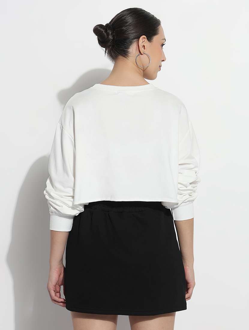 women printed long sleeve crop sweatshirt - 21979999 -  Standard Image - 3