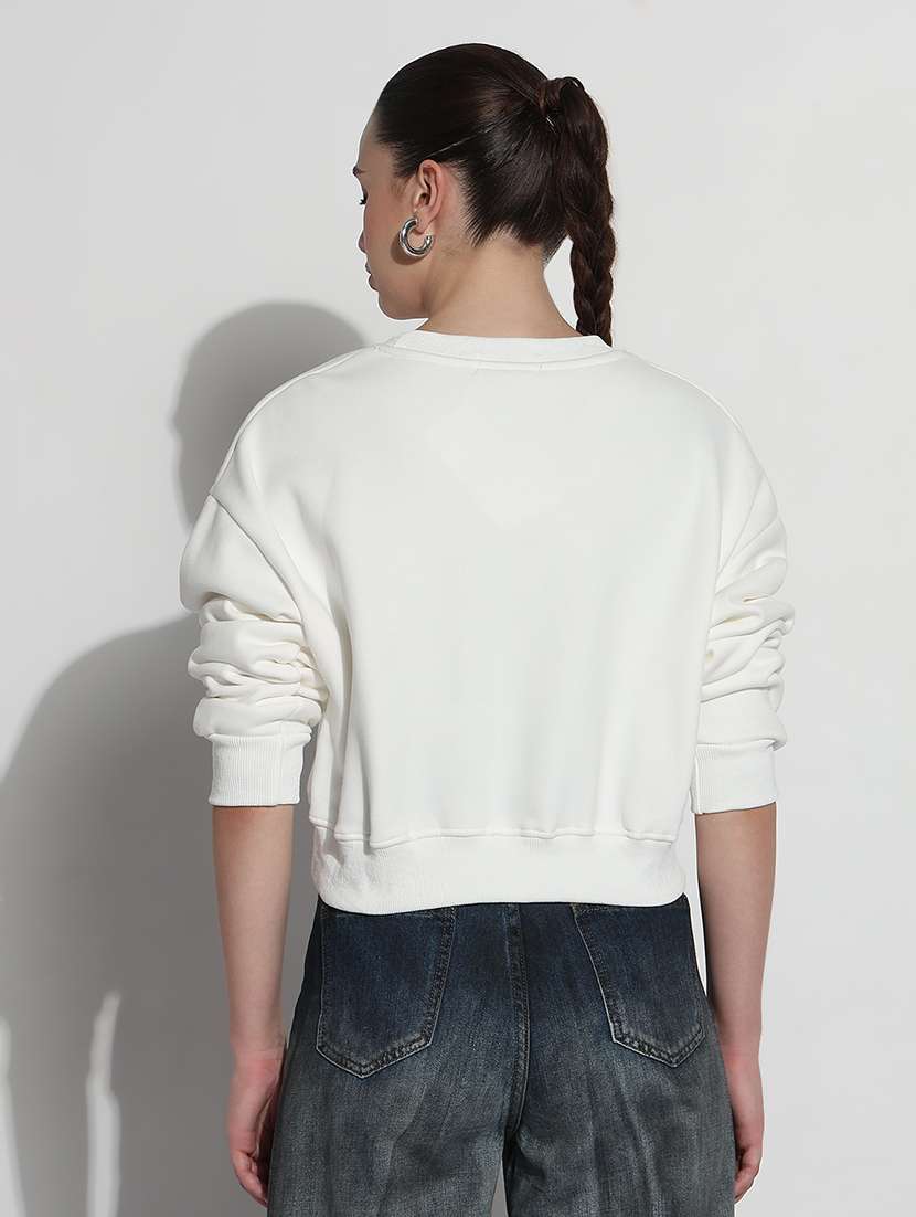 women printed long sleeve crop sweatshirt - 21980001 -  Standard Image - 3