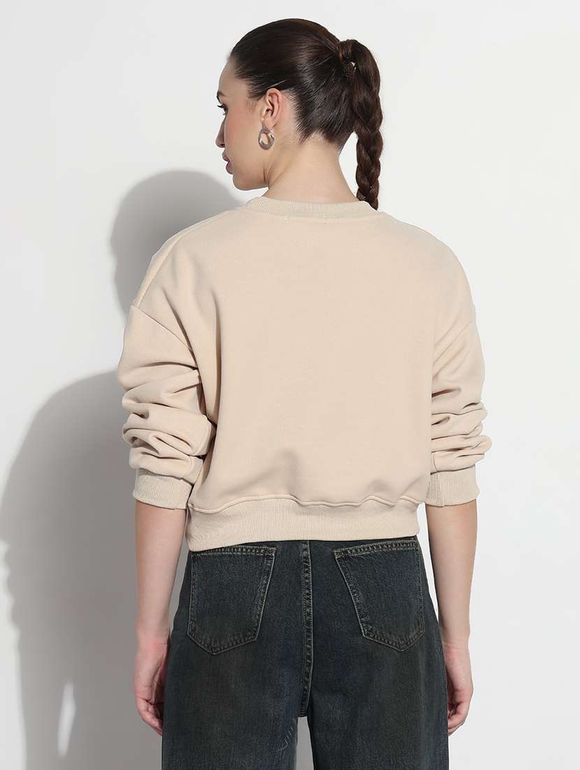 women printed long sleeve crop sweatshirt - 21980004 -  Standard Image - 3