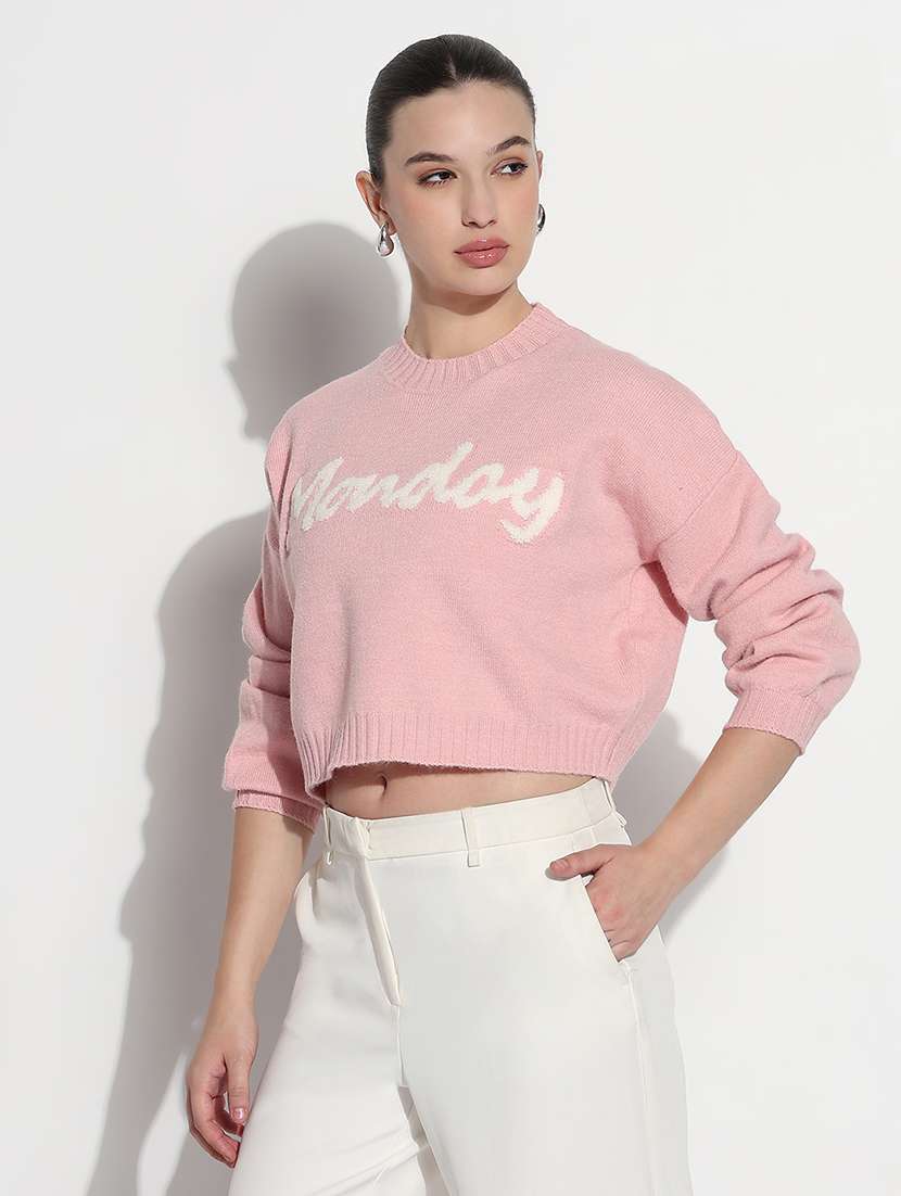 women printed long sleeve crop sweatshirt - 21980005 -  Zoom Image - 0