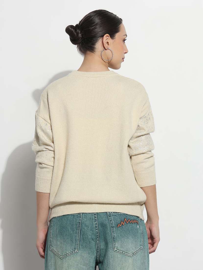 women self designed long sleeve crop sweatshirt - 21980010 -  Standard Image - 3