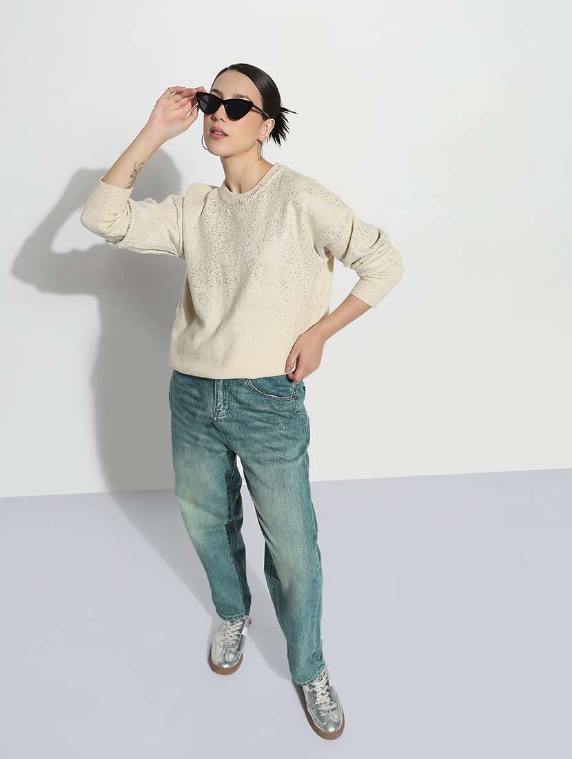 women self designed long sleeve crop sweatshirt - 21980010 -  Standard Image - 5