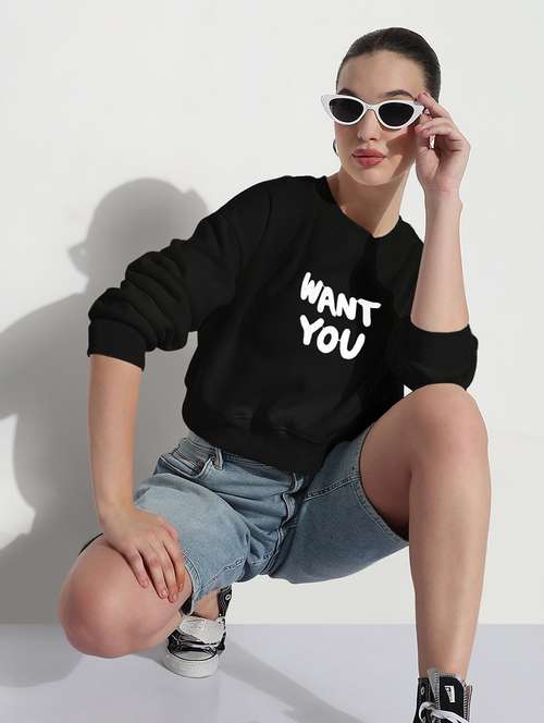women printed long sleeve crop sweatshirt - 21980017 -  Standard Image - 0