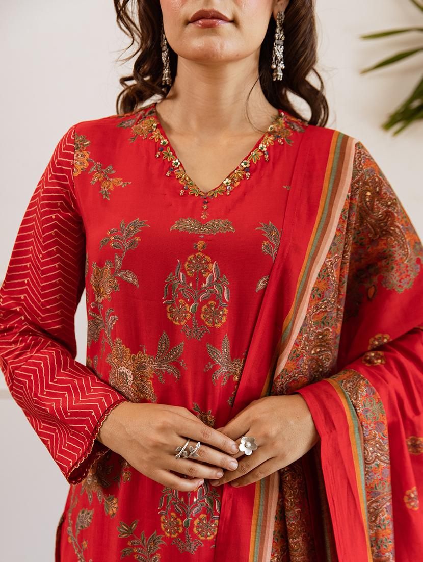 women floral long sleeve kurta pant with dupatta set - 21980031 - Standard Image - 3