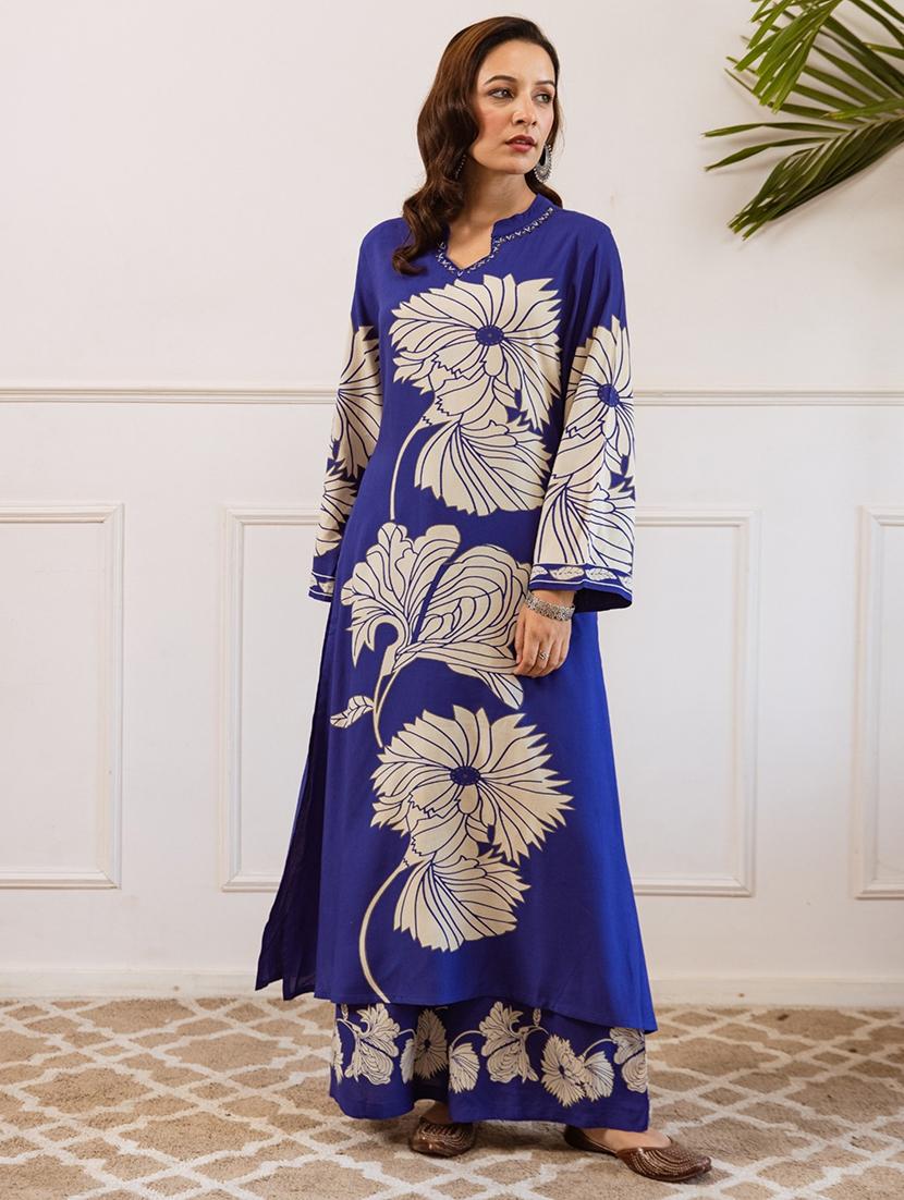women printed long sleeve kurta palazzo set - 21980039 - Zoom Image - 0