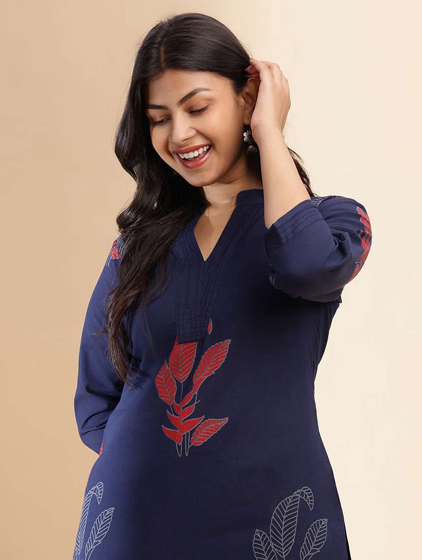 women printed three quarter sleeve kurta palazzo set - 21980043 -  Standard Image - 5