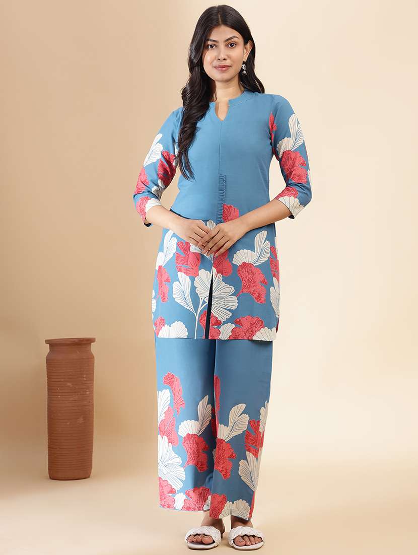 women printed three quarter sleeve ethnic co-ord set - 21980062 - Zoom Image - 0