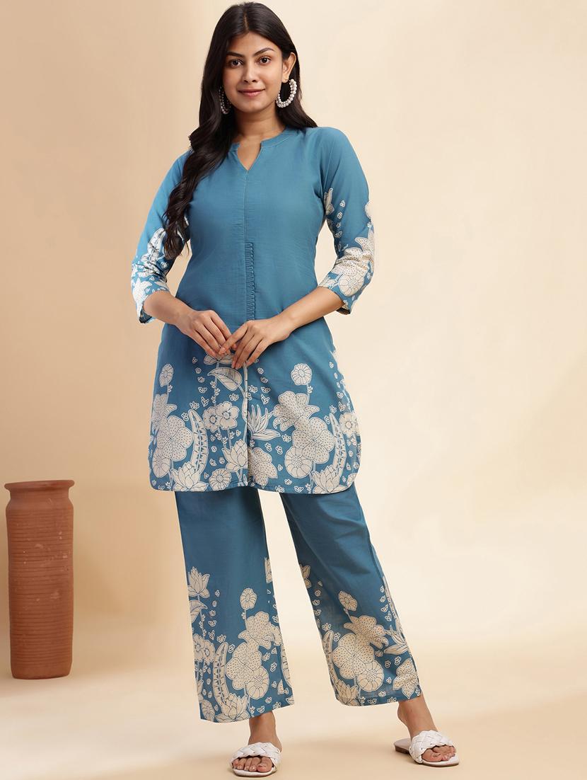 women printed three quarter sleeve ethnic co-ord set - 21980066 -  Zoom Image - 0