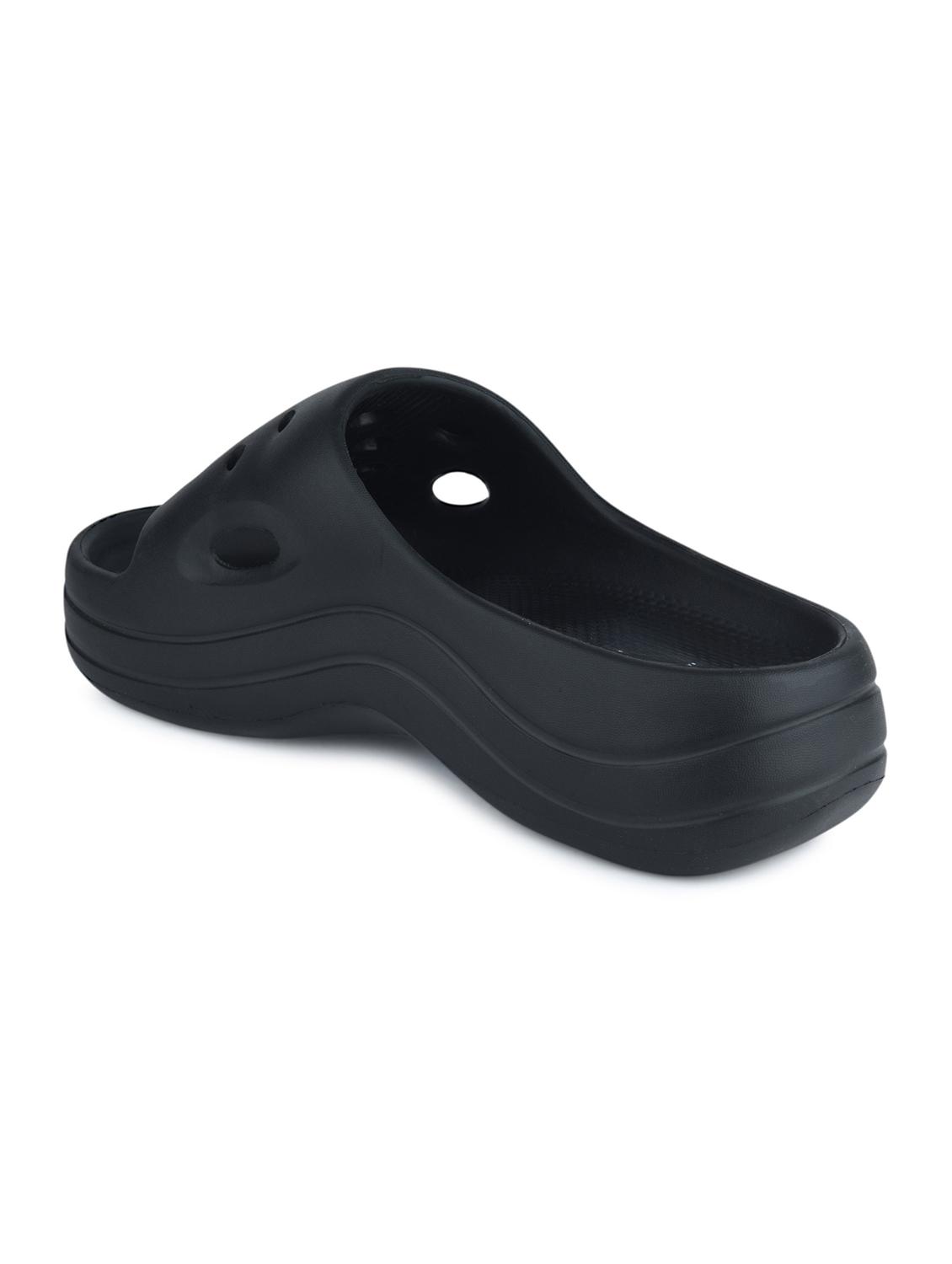 women black solid platform slides - 21980073 - Standard Image - 5