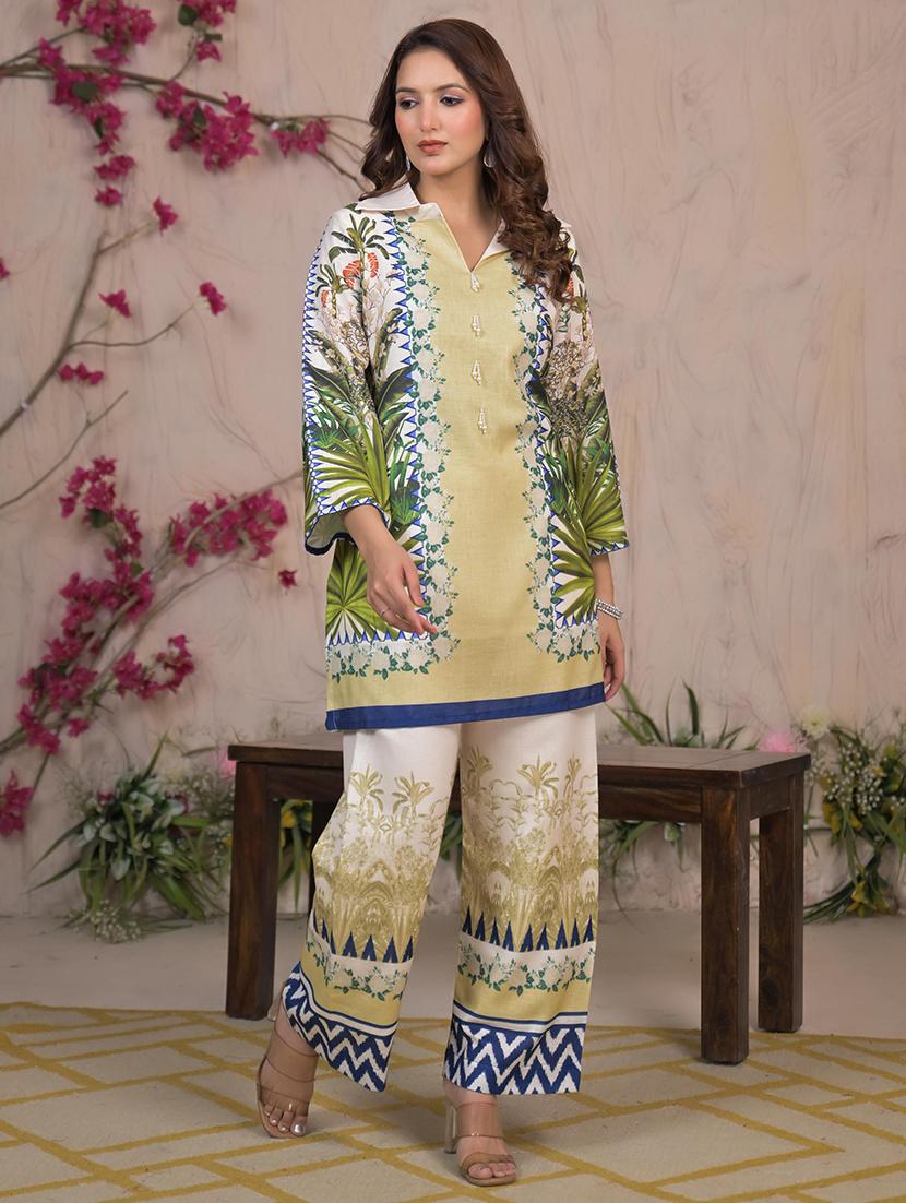 women printed three quarter sleeve ethnic co-ord set - 21980130 -  Zoom Image - 0