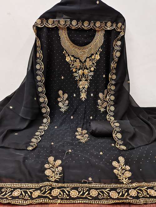 women solid with work embroidered unstitched suit set - 21980221 - Standard Image - 0