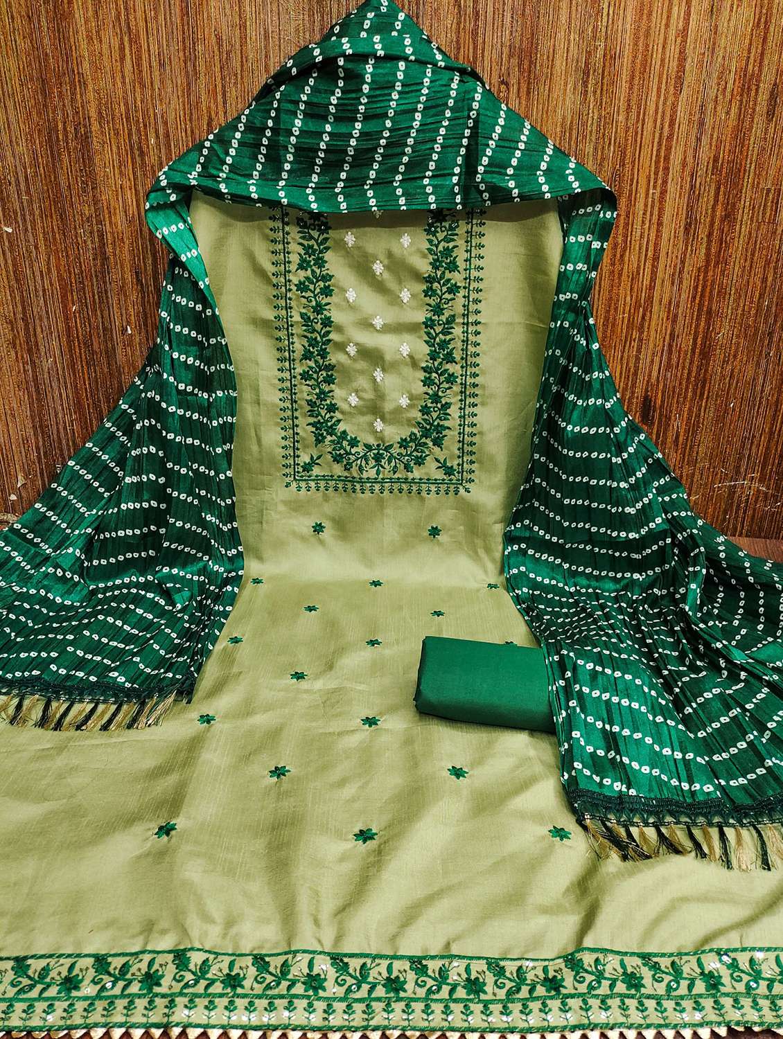 women solid with work embroidered unstitched suit set