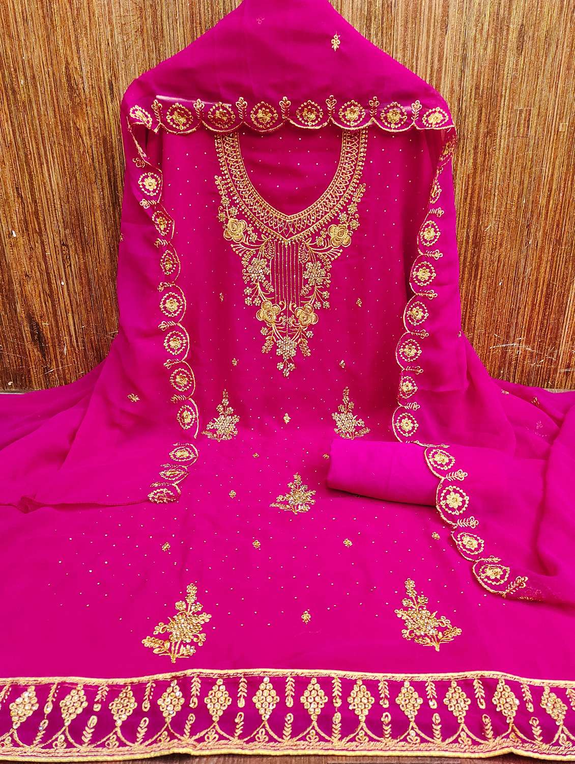 women solid with work embroidered unstitched suit set - 21980285 -  Zoom Image - 0