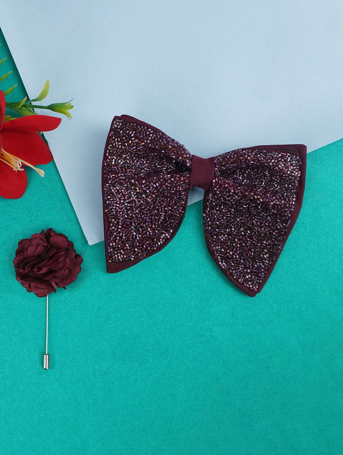 men purple embellished bow tie - 21980296 - Zoom Image - 0