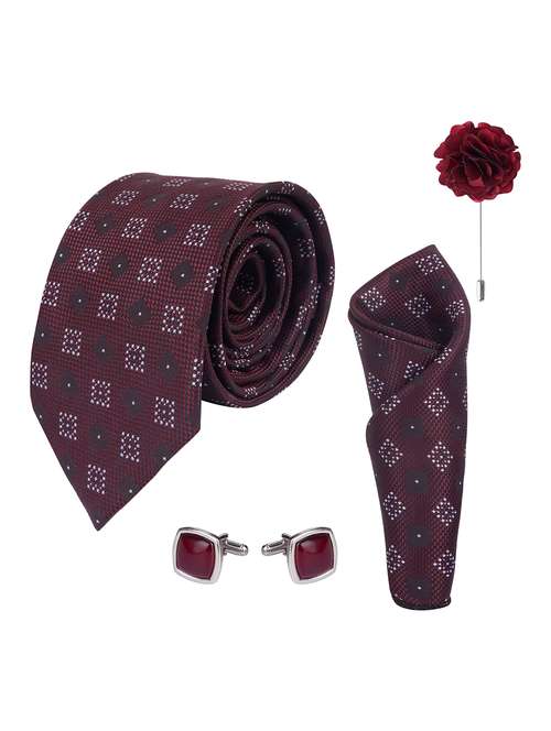 necktie gift set with pocket square cufflinks & brooch pin tie for men - 21980298 - Standard Image - 0