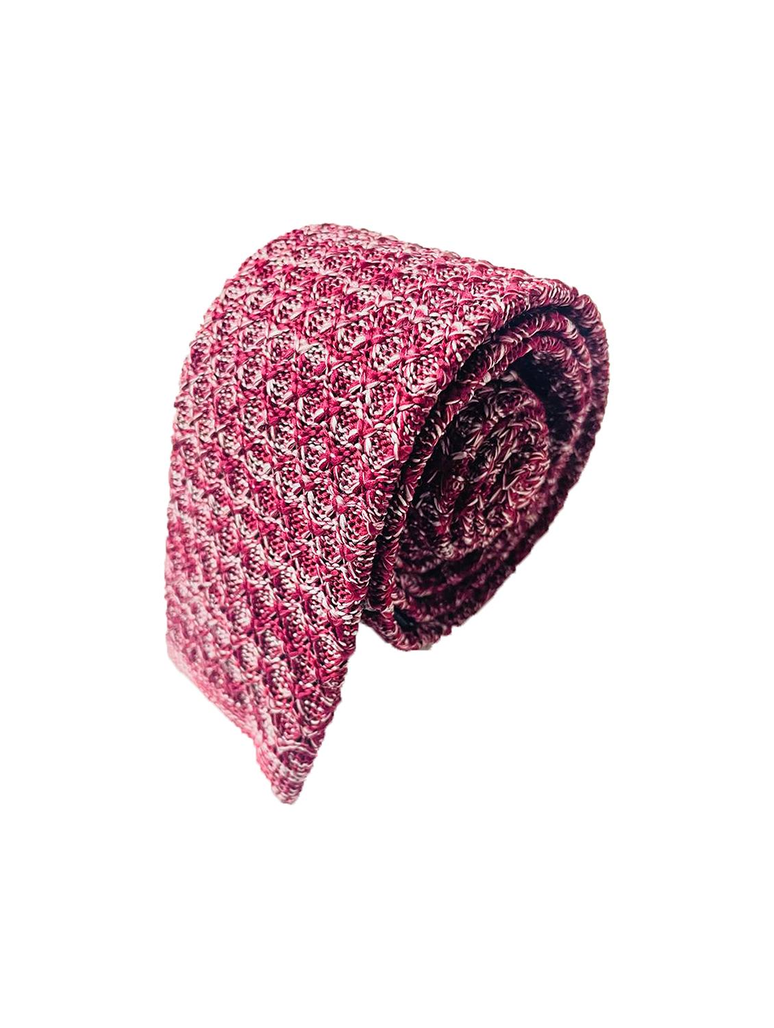 men maroon self designed tie - 21980313 -  Zoom Image - 0