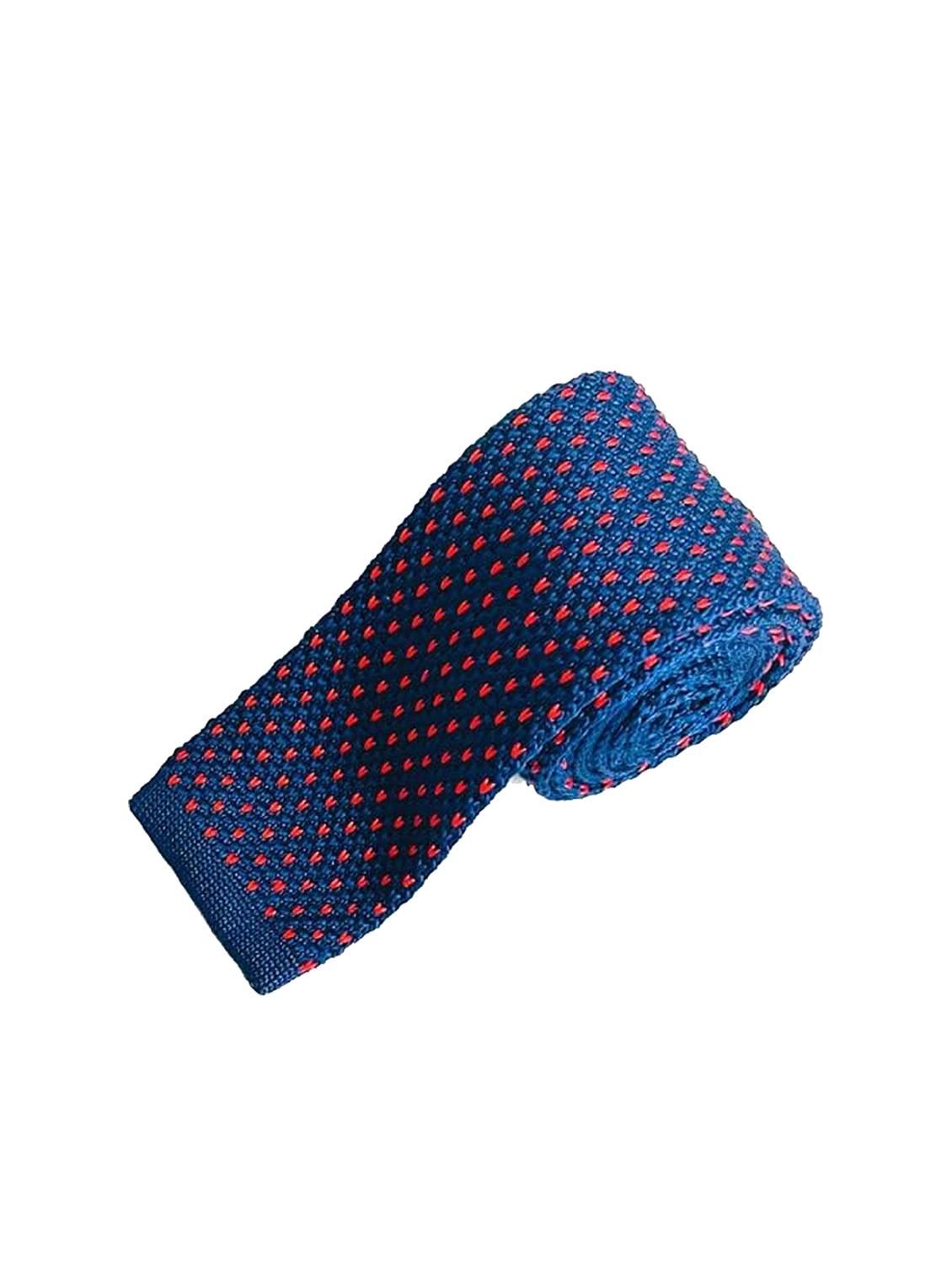 blue printed knitted polyester men tie - 21980318 -  Zoom Image - 0