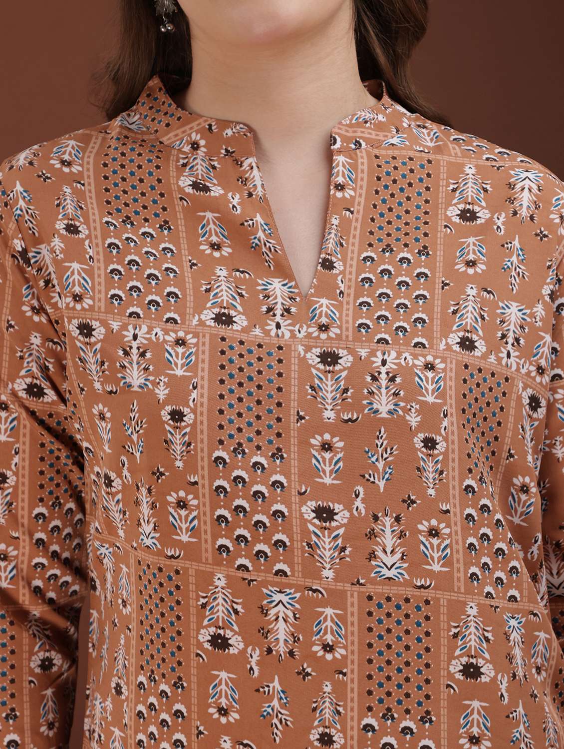 women printed three quarter sleeve straight kurti - 21980356 - Standard Image - 3