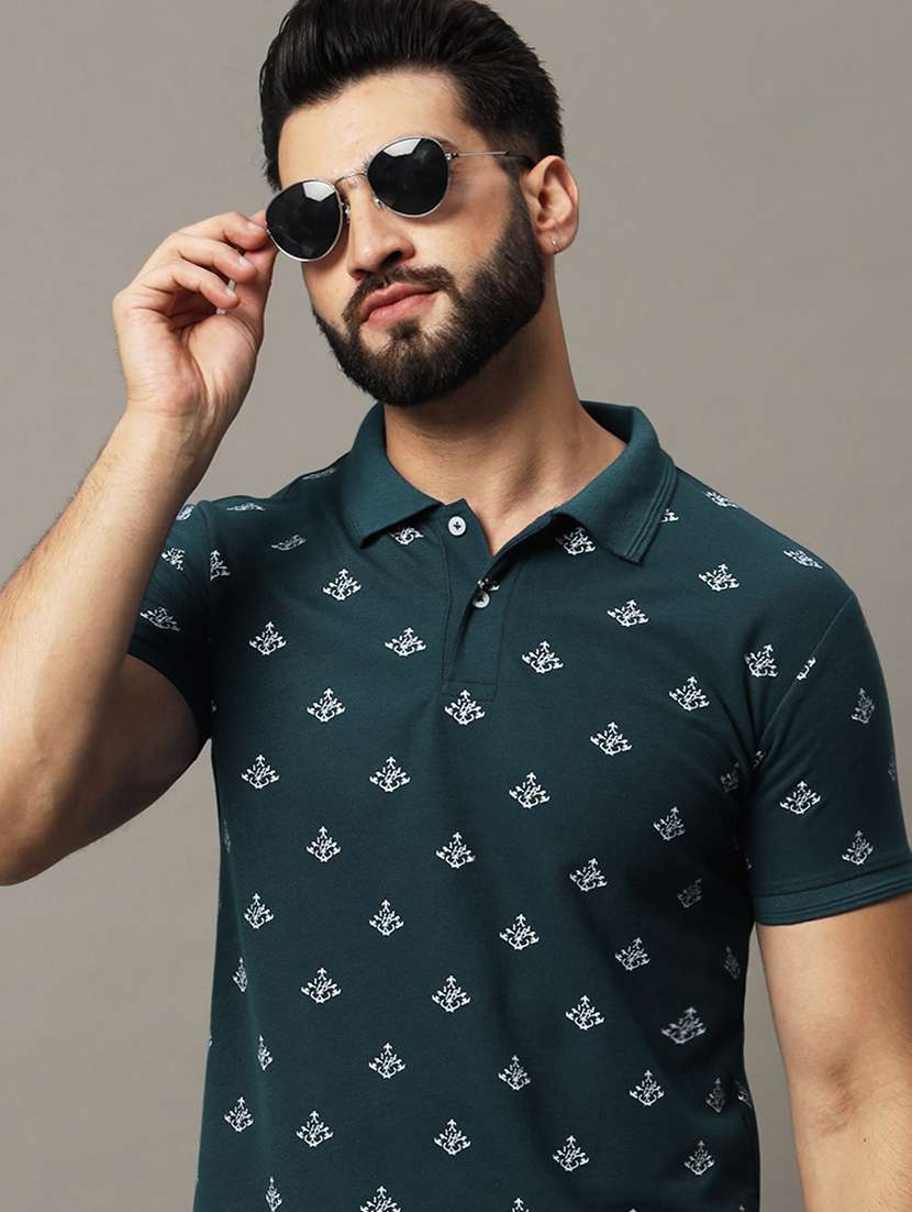 men printed short sleeve regular fit polo t-shirt