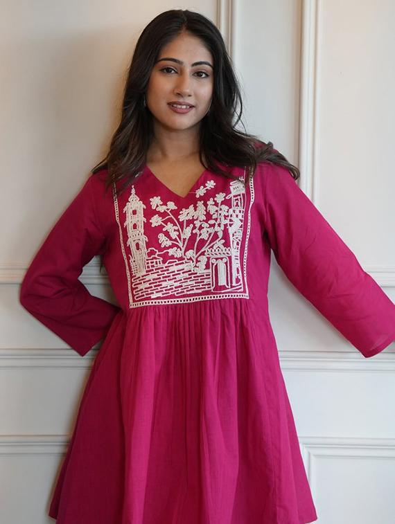women pink three quarter sleeve ethnic co-ord set - 21980373 - Standard Image - 3