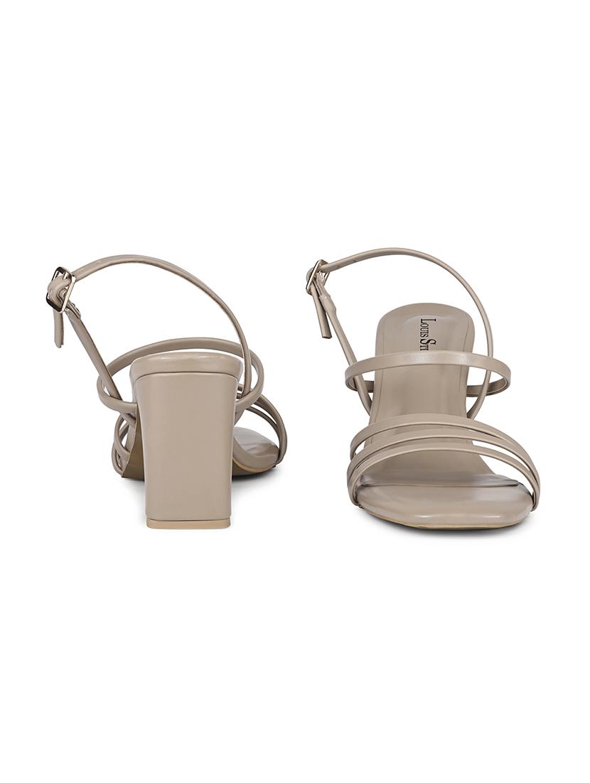 women beige strappy block heel sandal - 21980374 - Standard Image - 3