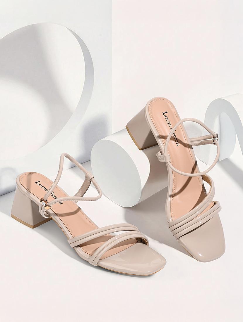 women beige solid back strap block heels - 21980376 - Zoom Image - 0