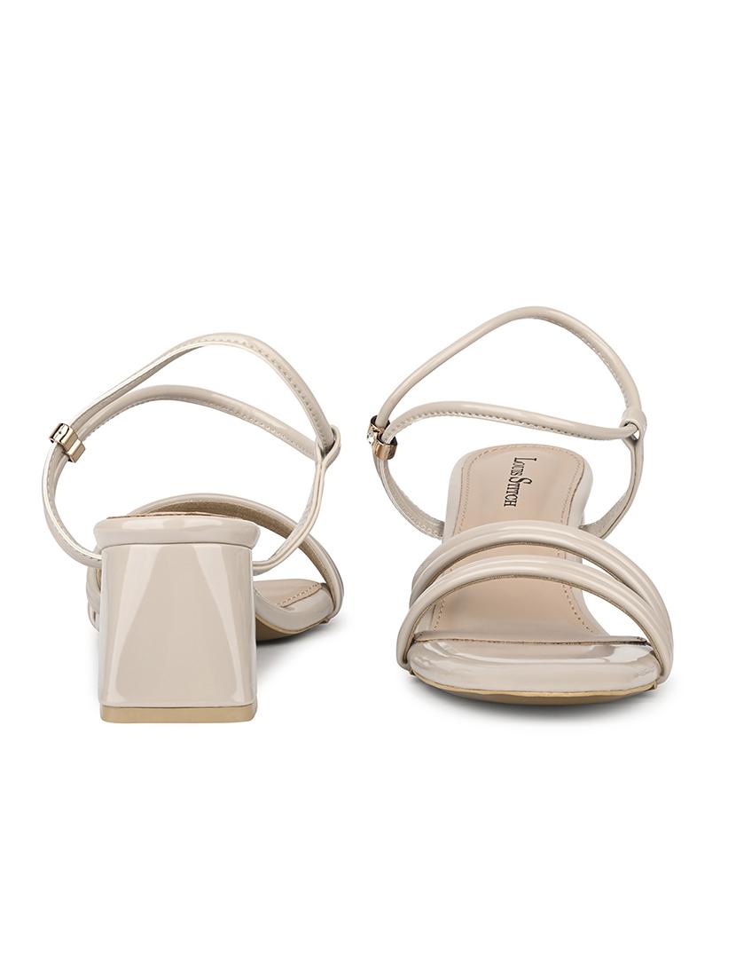 women beige solid back strap block heels - 21980376 - Standard Image - 3