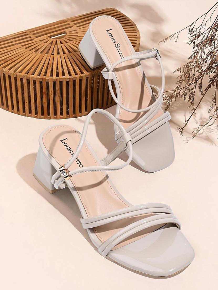 women beige solid back strap block heels - 21980376 - Standard Image - 5