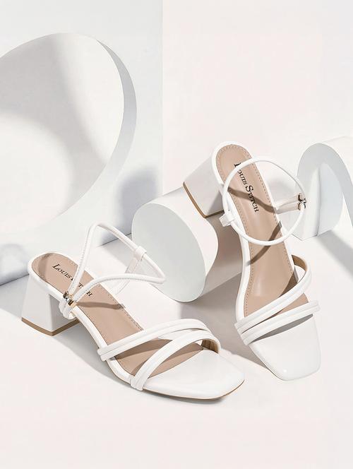 women white solid back strap block heels - 21980378 - Standard Image - 0