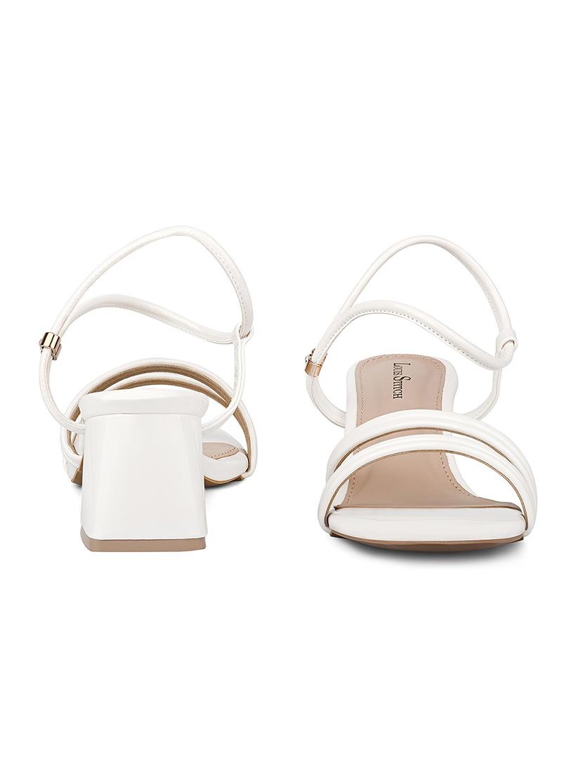 women white solid back strap block heels - 21980378 - Standard Image - 3