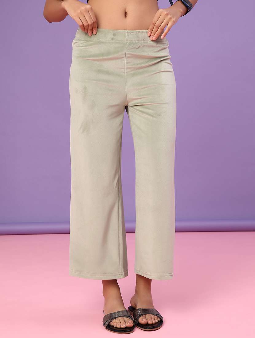 women solid mid rise winter wear pyjama