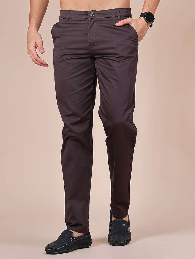 men solid mid rise casual chinos - 21980468 -  Zoom Image - 0