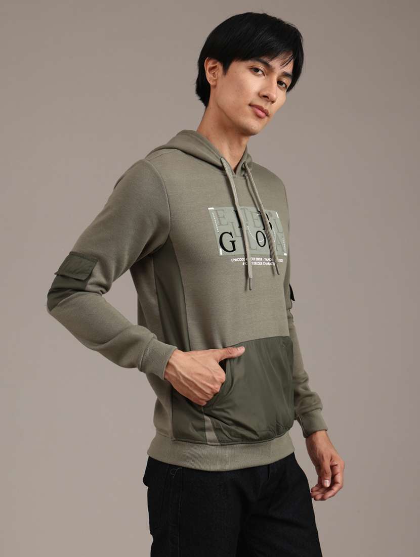 men printed long sleeve hooded sweatshirt - 21980509 -  Standard Image - 3