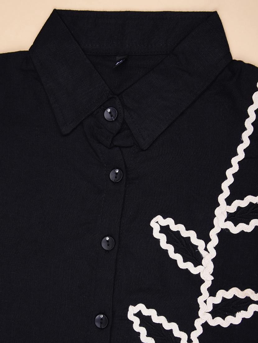 girls embroidered puff sleeve collared top - 21980529 - Standard Image - 3