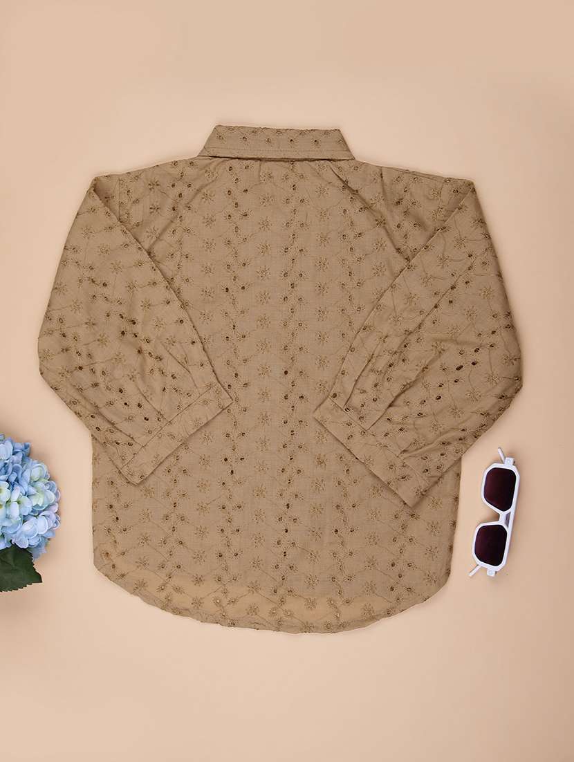 girls self designed collared puff sleeve top - 21980539 -  Standard Image - 3