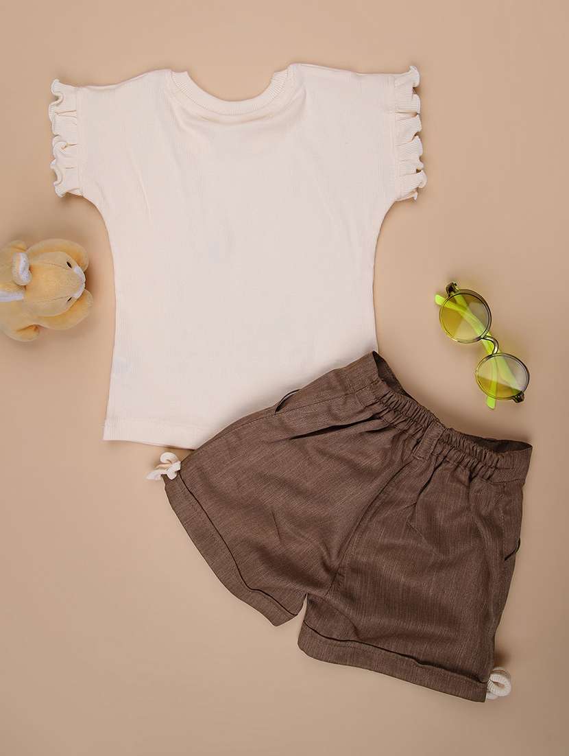 girls printed round neck t-shirt & shorts set - 21980775 -  Standard Image - 3