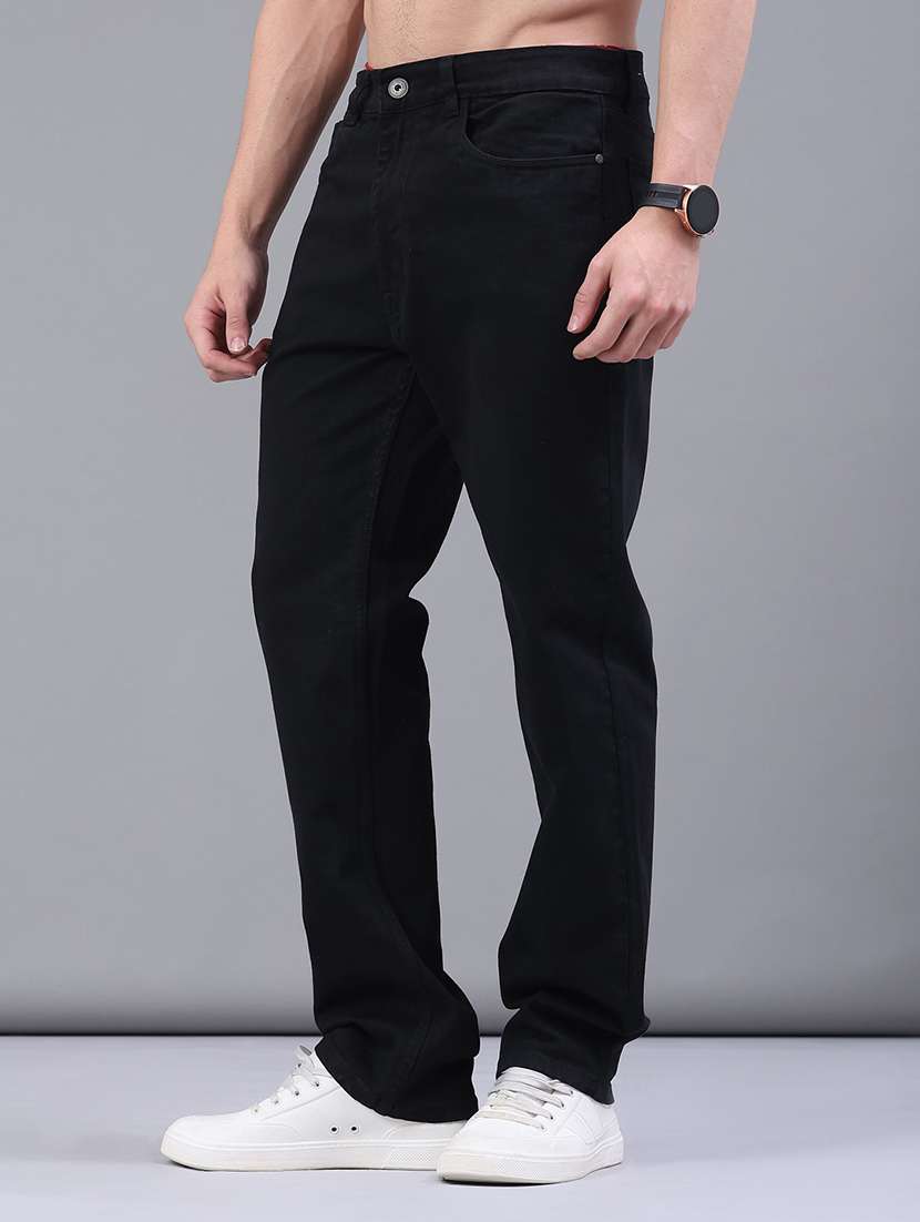 men plain mid rise full length straight jeans - 21980795 -  Standard Image - 3